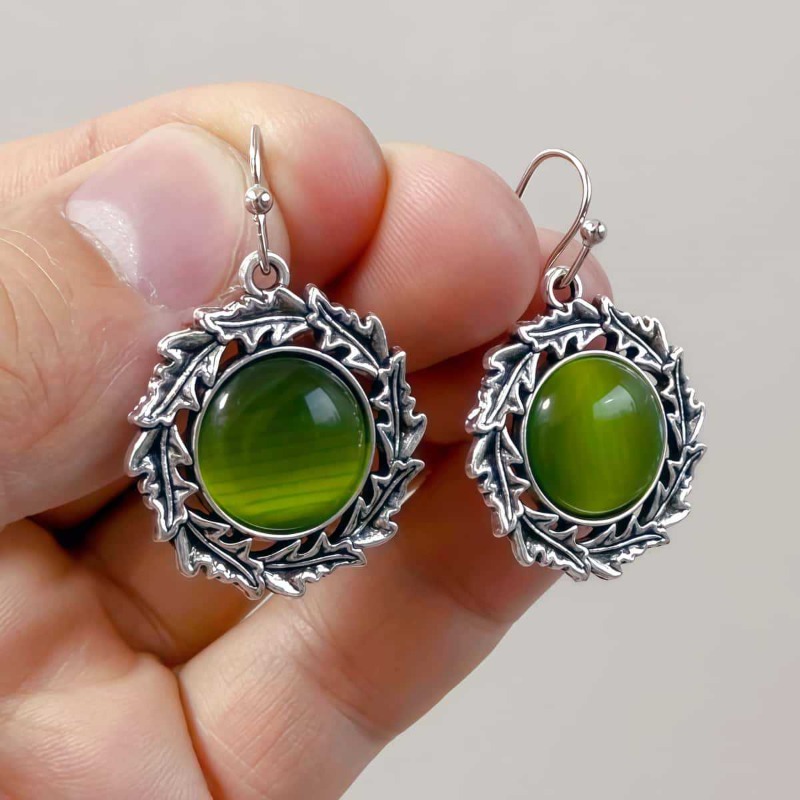 Women'S Fashion Renaissance Period - Kalung Liontin Bunga Opal Hijau Bergaya