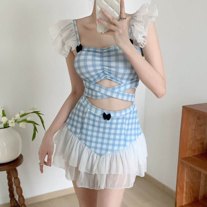 Women Fashion Korean - Baju renang halter pelangsing wanita pakaian
