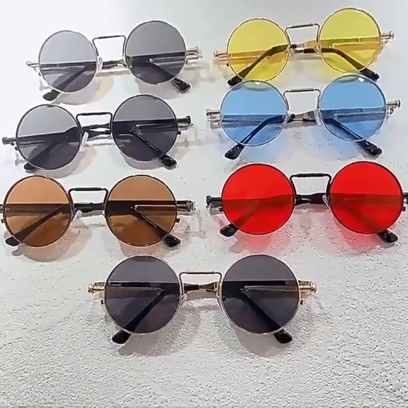Women'S Fashion Eyeglass Frames - Kacamata Hitam Bulat Bingkai Logam Antik