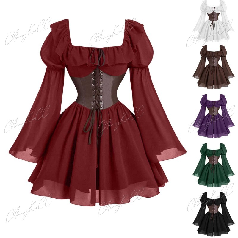 Women'S Fashion Renaissance Period - Gaun Wanita Lengan Panjang Model Bubble