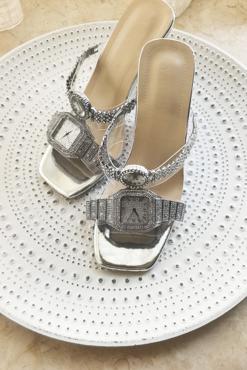 Fashion Women Watch - Sepatu hak tinggi kristal desain asli,