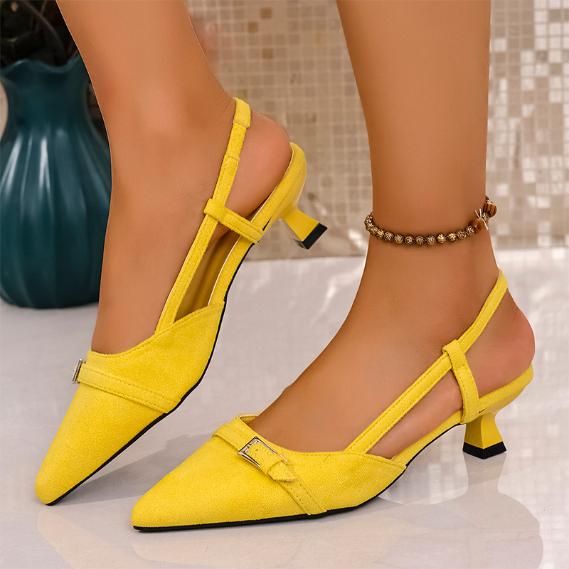 Women'S Fashion Spring 2025 - Sandal Hak Tinggi Kuning Modis untuk