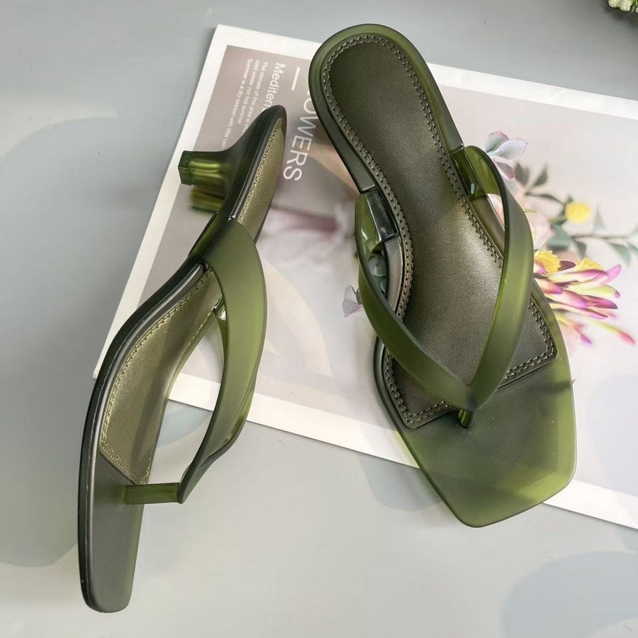Women Fashion Korean - Sandal Thong PVC Hijau Zaitun Korea