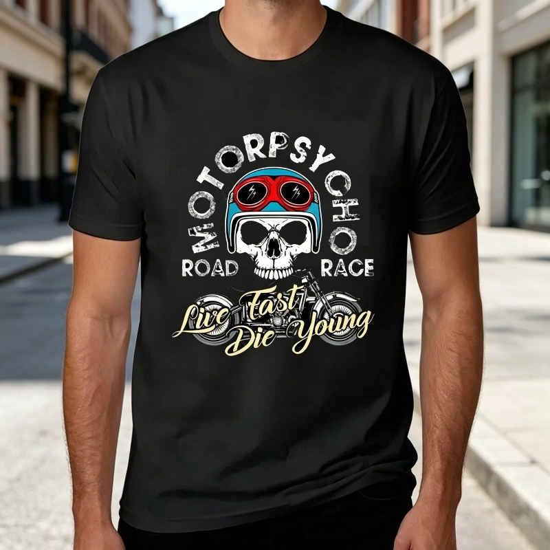 Women Fashion Quotes - Kaos T-Shirt Tengkorak Biker Motopsyco Pria