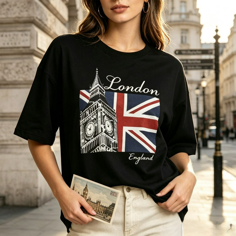 Women'S Fashion London - Kaos Oblong Wanita London Inggris dengan