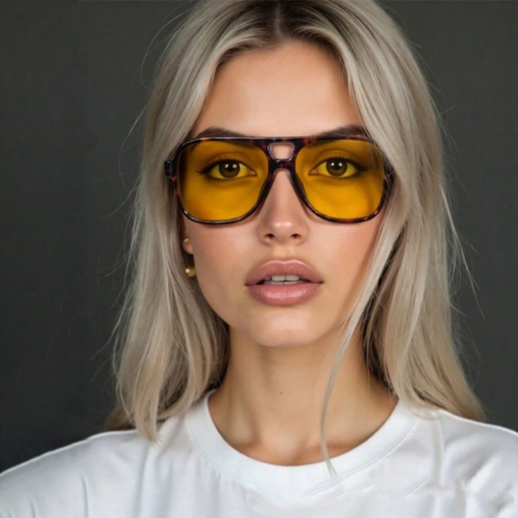 Women'S Fashion Eyeglass Frames - Kacamata Pilot Double Bridge Desainer Klasik