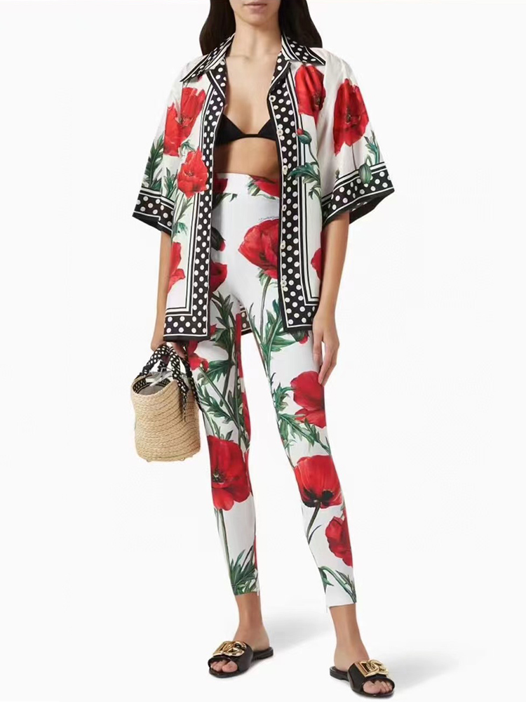 Women'S Fashion Pajamas - Piyama motif geometris retro desainer, setelan