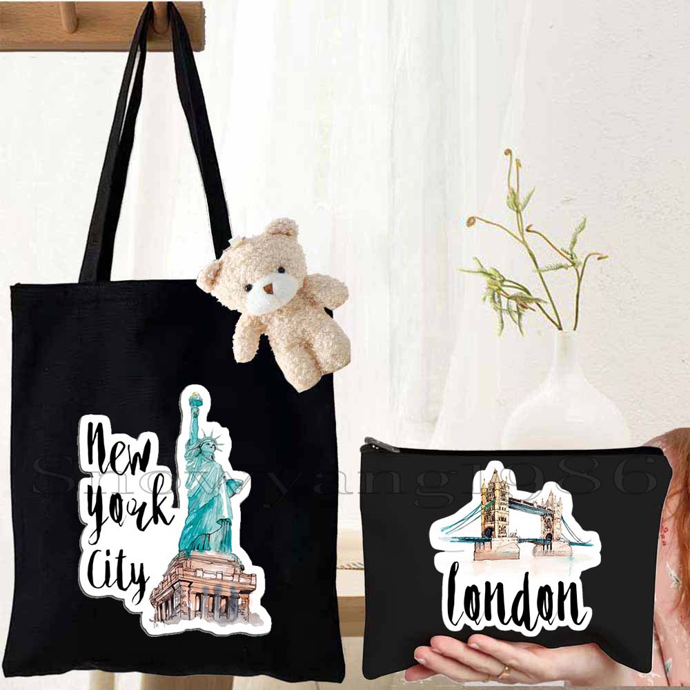 Women'S Fashion London - 3 Buah Tas Tote Kanvas Wanita