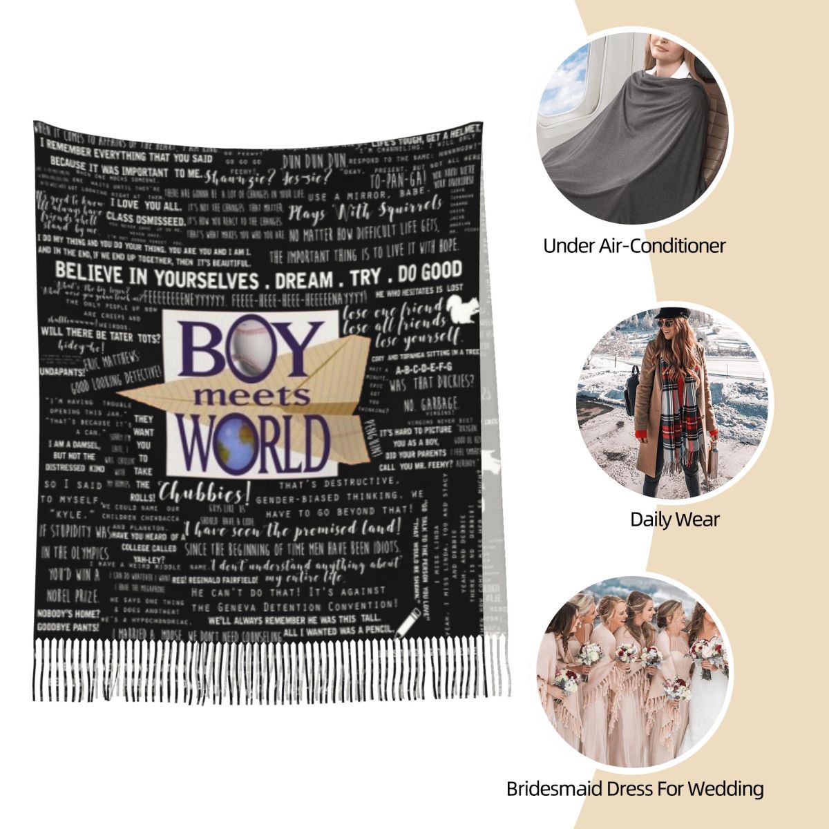 Syal Boy Meets World dengan Ku - Women Fashion Quotes ulasan dan harga