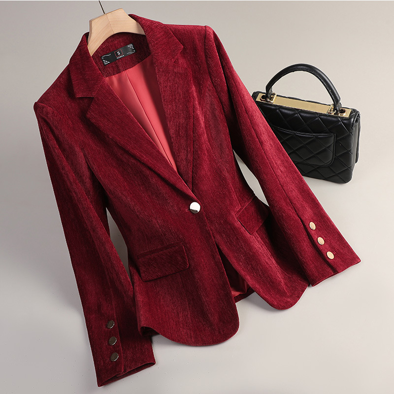 Blazer Beludru Emas Kuning Wan - Velvet Blazer Women ulasan dan harga