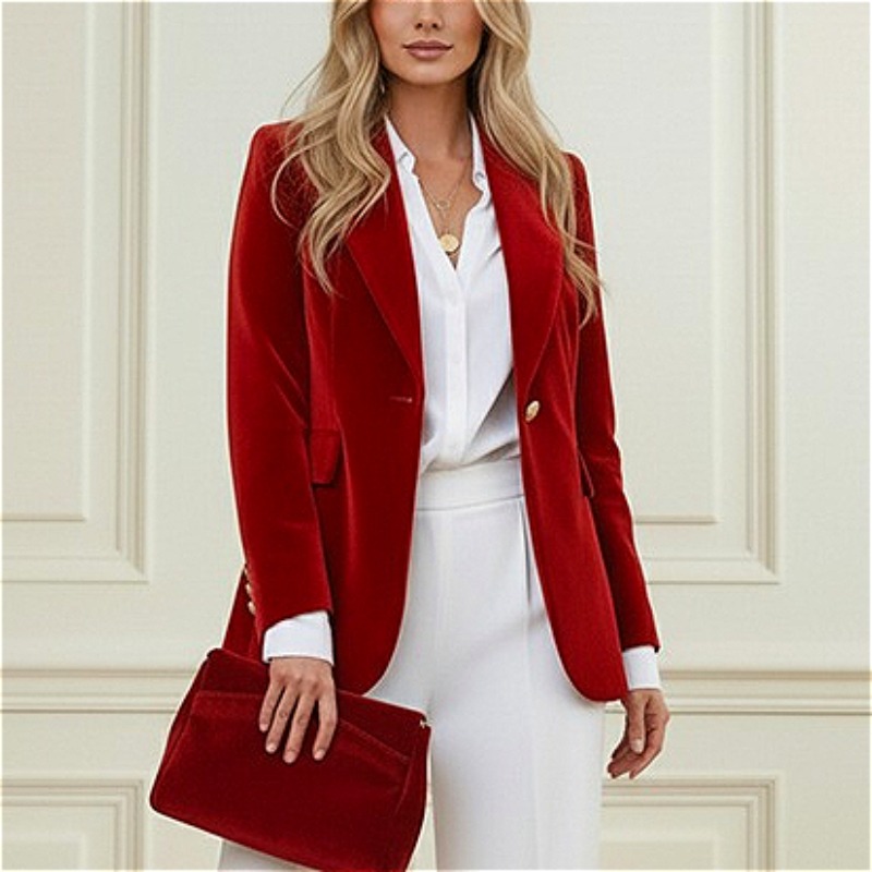 Blazer Beludru Kancing Emas Tu - Velvet Blazer Women ulasan dan harga