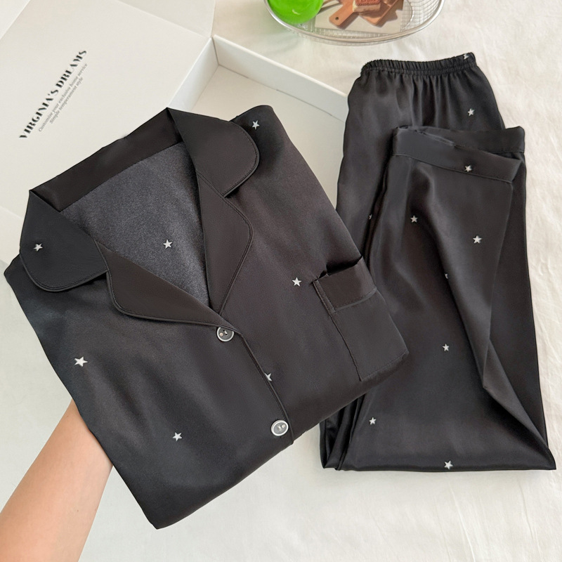 Piyama Sutra Hitam Bintang Sed - Women'S Fashion Pajamas ulasan dan harga