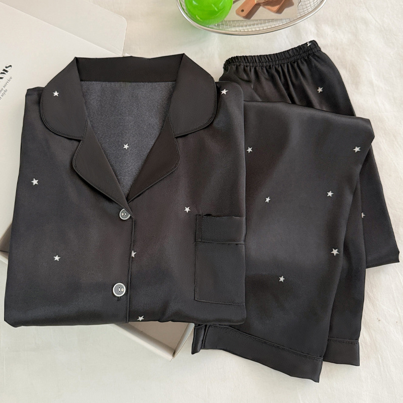 Piyama Sutra Hitam Bintang Sed - Women'S Fashion Pajamas ulasan dan harga