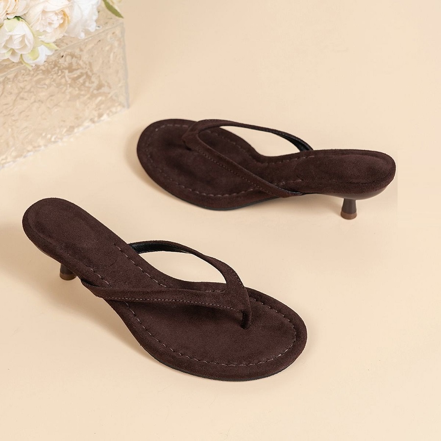 Sandal Thong Hak Tinggi Suede  - Women'S Fashion Line ulasan dan harga